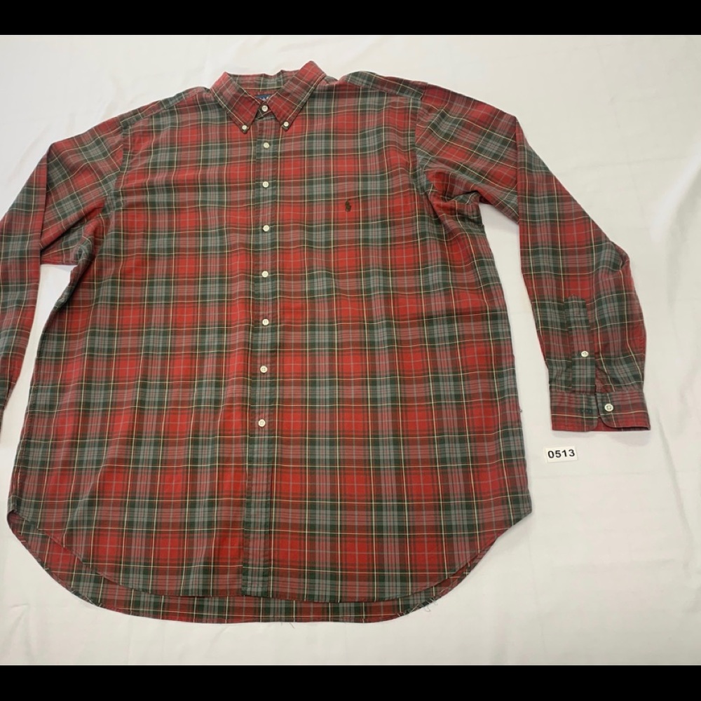 Men's Red Plaid Button-Down Shirt
